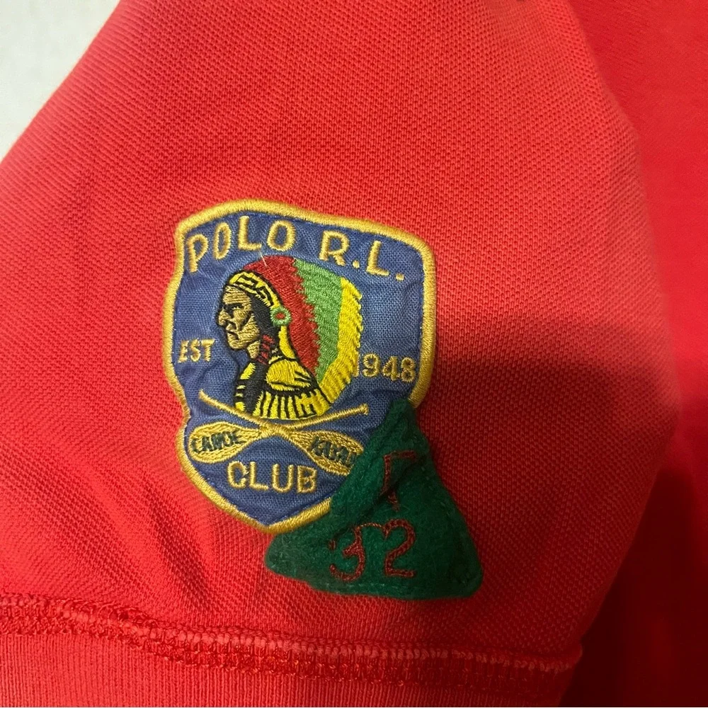 Ralph‎ Lauren Red Polo Shirt with Blue Collar